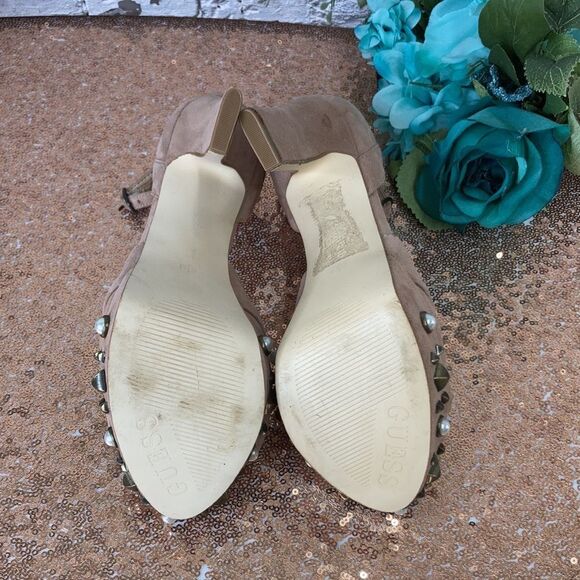 Guess Kenzie2 Studded Platform Sandals, Light Pink Suede, 6.5 US - Picture 5 of 5